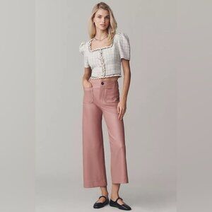 NWT Size 29 - The Colette Faux Leather Crop Wide-Leg Pants Maeve (NWT US$ 148)